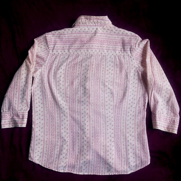 Vintage DCC Missy S Floral Striped Button Down Top - Picture 2 of 6
